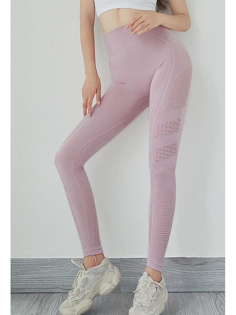 Женские дышащие быстросохнущие спортивные леггинсы - полый дизайн, персиковые бедра, эластичные штаны для йоги