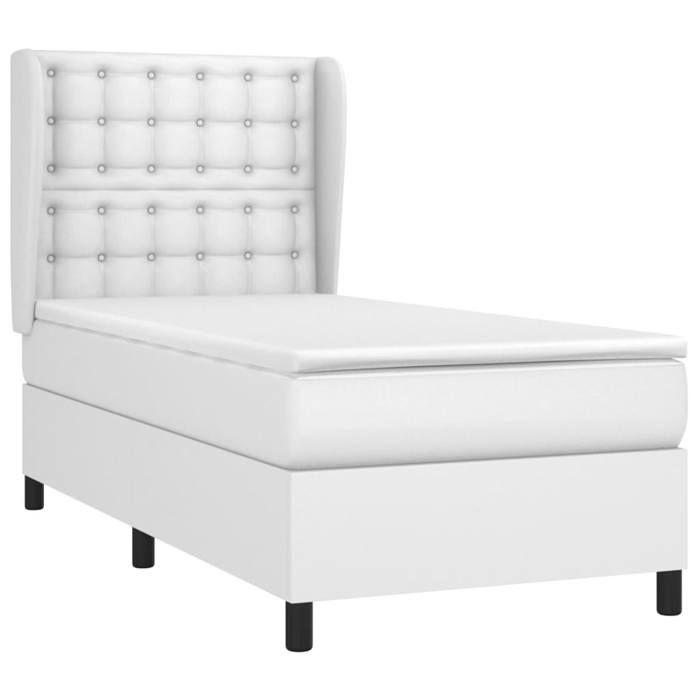 Maison Exclusive - Sommier à lattes de lit avec matelas Blanc 100x200cm Similicuir