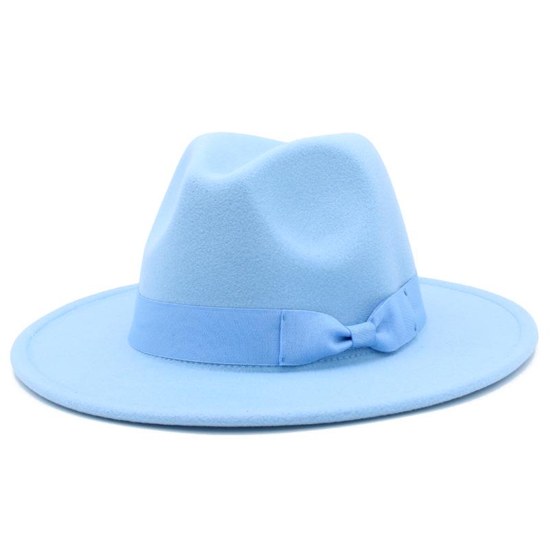 Федора с широкими полями в европейско-американском стиле с бантом: Модная унисекс джазовая шляпа