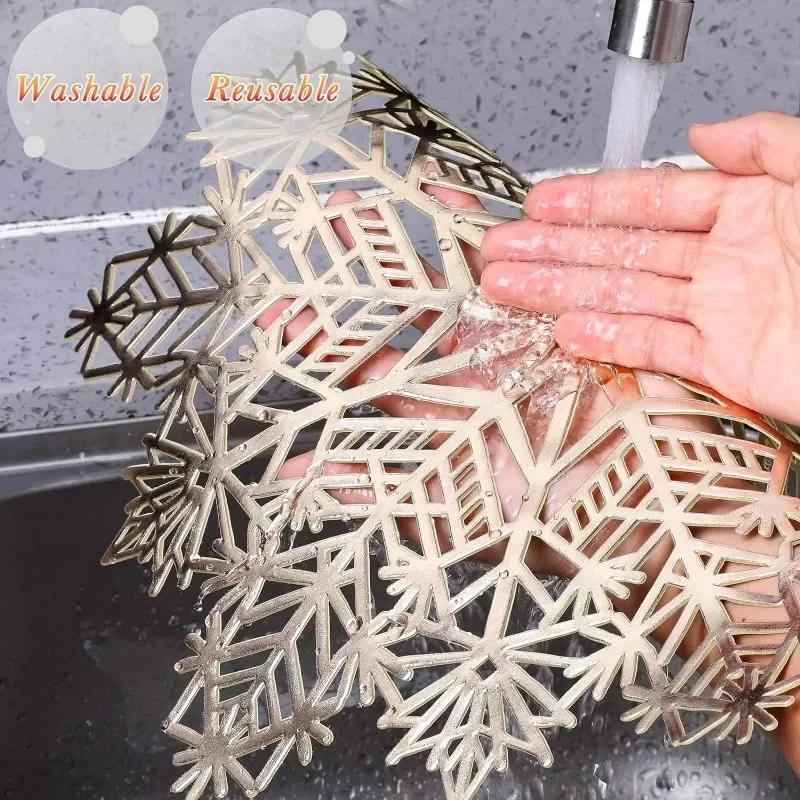 Snowflake Hollow PVC Bronzing Table Mat Mug Coaster for Coffee Tableware Cup Pads Christmas Decoration Kitchen Accessories