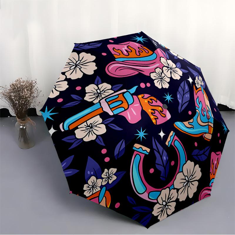 1pc Cowboy Boots Automatic Open/Close Umbrella - Compact Travel Umbrella, Gift for Birthday, Holiday yy260106018