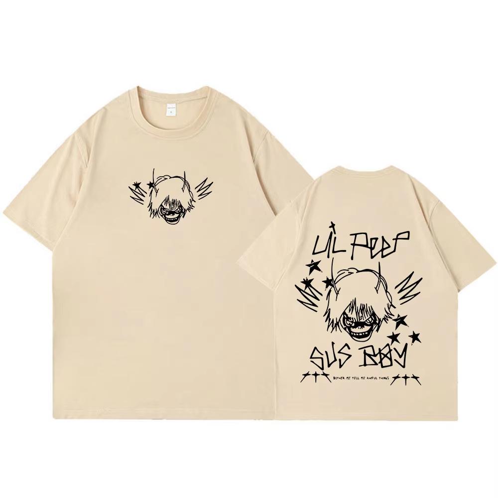 Футболки рэпера Lil Peep SUS BOY Мужская Женская Одежда Модная Футболка Хлопок Повседневная С коротким рукавом Готическая Хлопковая Оверсайз Футболки