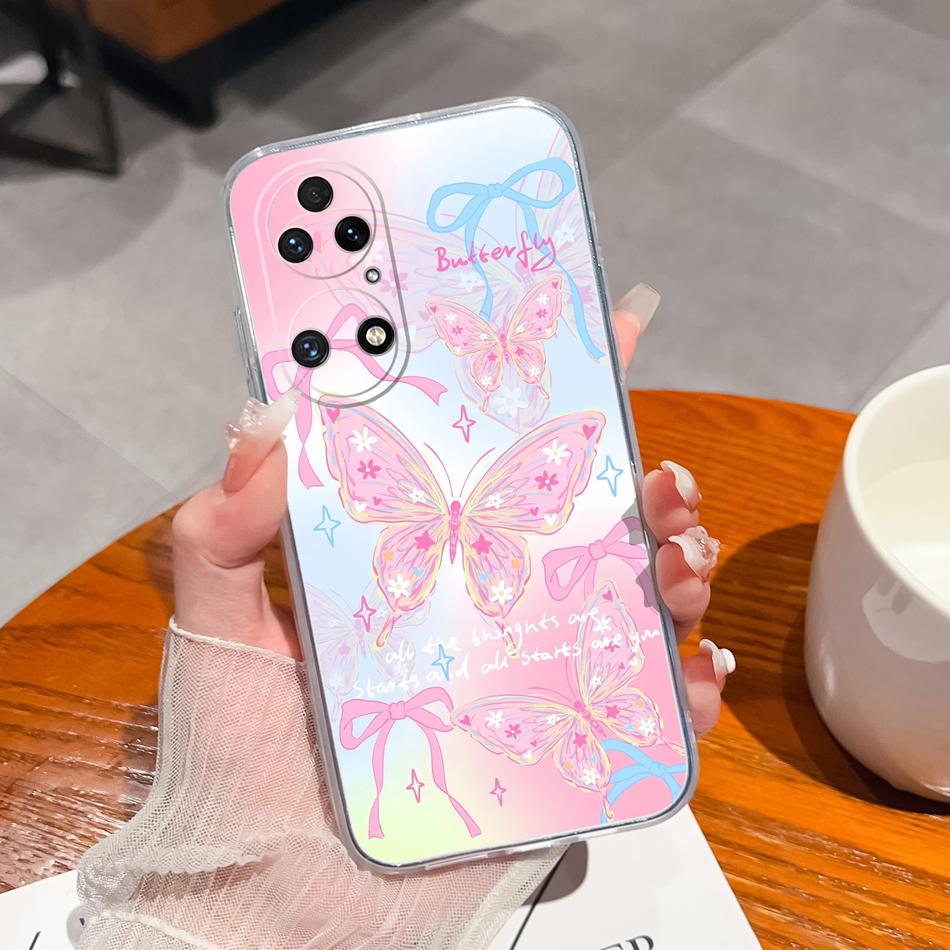 For Huawei P50 Pro P50E Phone Case Lucky Flowers Patterns Transparent Protective Funda For Huawei P 50 Soft TPU Silicone Bumper