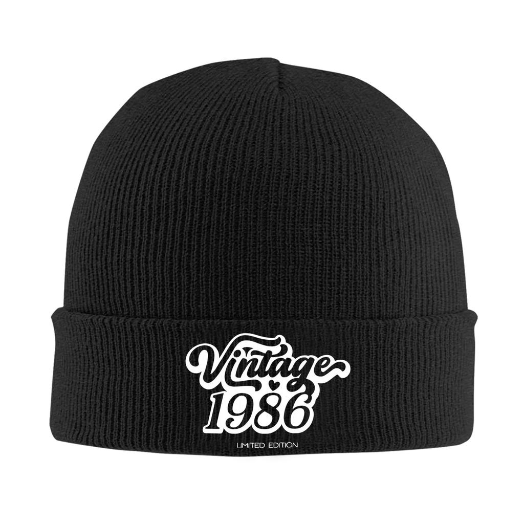 Born in 1986 vintage age 40 years old funny 40th birthday Cuff Beanie Knit Skull Cap For Men Warm Knit Skullies Beanie Cap