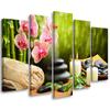 Five Piece Picture Canvas Print Zen Bamboo Stones Flowers