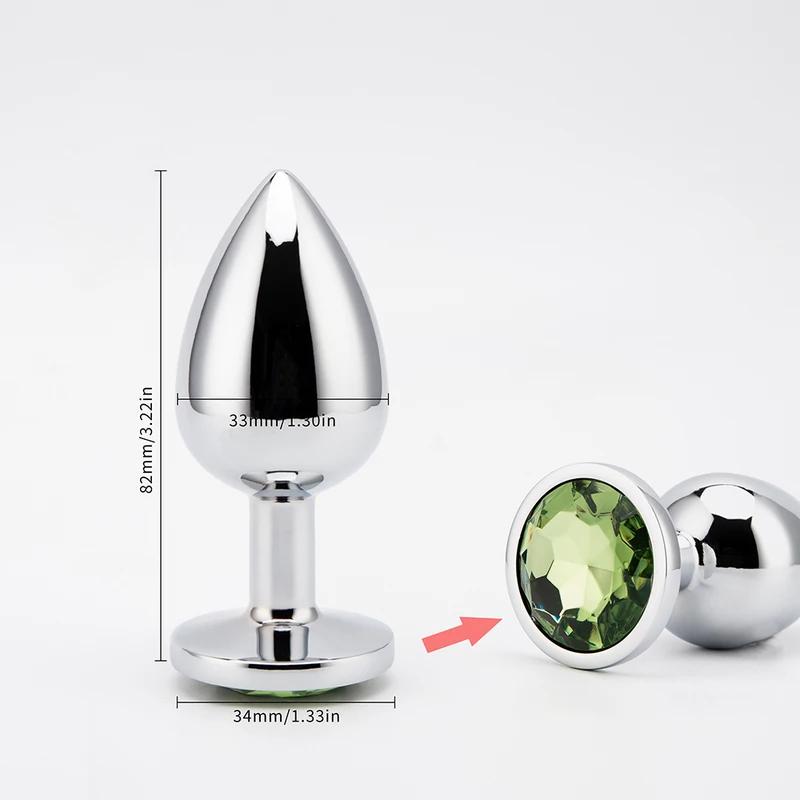 3 Sizes Metal Anal Plug Smaller Smooth Stainless Steel Butt Plug Colorful Crystal Round Anus Plug Adults Anal Sex Toys For Women