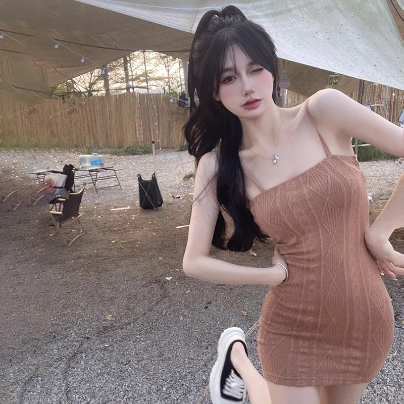 Облегающее Сексуальное Летнее Ретро Платье без Рукавов Женское Универсальное Платье-Слинг