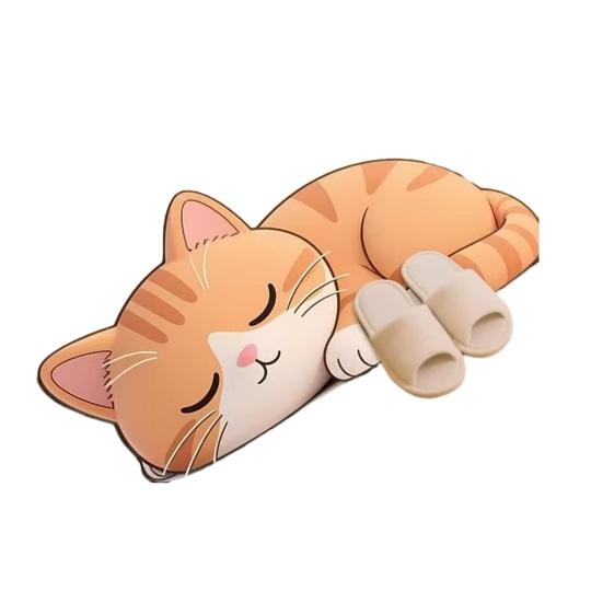 Floor Mat 3D Cartoon Cat Pattern Rug Non-Slip Backing Easy Maintenance Living Room Rug