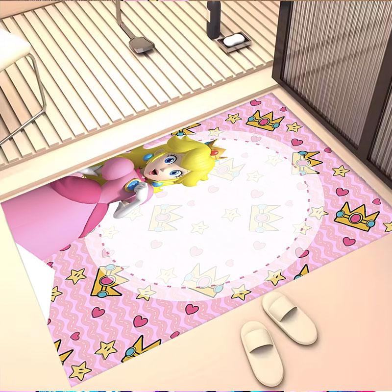 Princess Peach Toadstool Print Rug, Washable Floor Carpet, For Entryway Dorm Laundry Room Office Study, Home Decor Birthday Christmas Gift