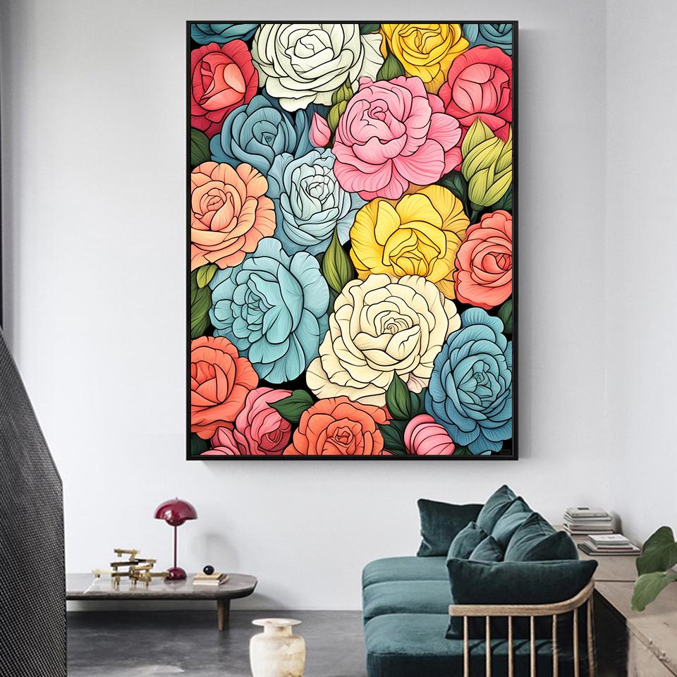 5D DIY Алмазная картина Пион Красочные цветы Стразы Картина Вышивка Гибискус Наборы Художественная мозаика Украшение дома