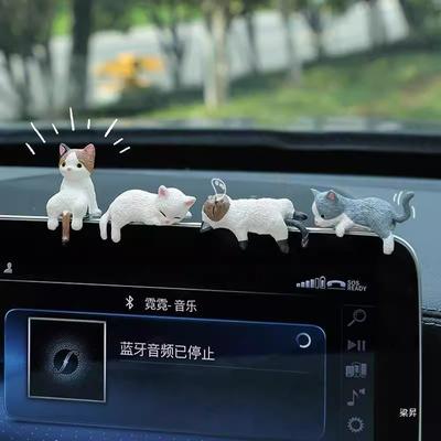 Kawaii Украшение для салона автомобиля Смола Кошки Орнамент Фигурки котят Миниатюрные животные Микро Ландшафт Модель Милые автомобильные аксессуары