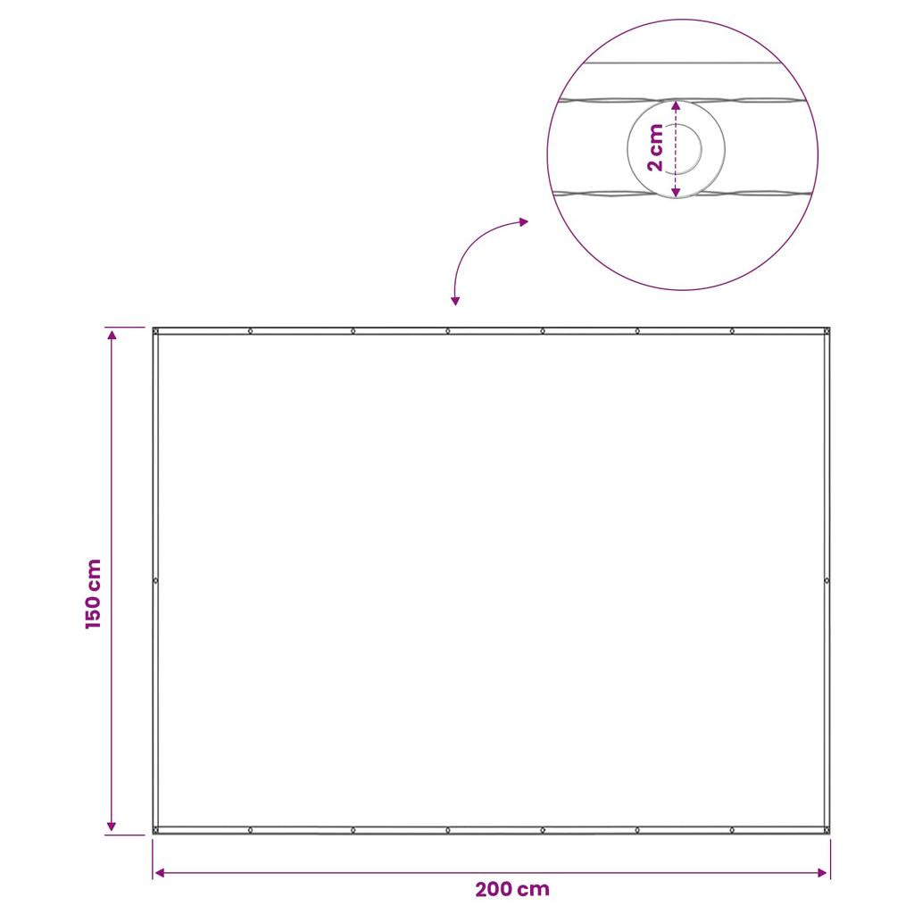 Balcony Privacy Screen 150 x 200 cm Fabric with PU Coating