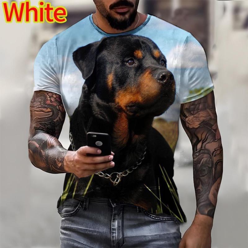 Футболка с милым домашним питомцем, собачкой, ротвейлером, 3D-печатью, мужская и женская, летняя, повседневная, с короткими рукавами, забавная футболка
