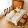 Linen Cotton Tablecloth With Botanical Embroidery French Style Rectangular Dining Table Cover Decorative Home Dcor