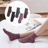 Fashion Women Solid Color Glitter Ribbed Breathable Cotton Middle Tube Socks