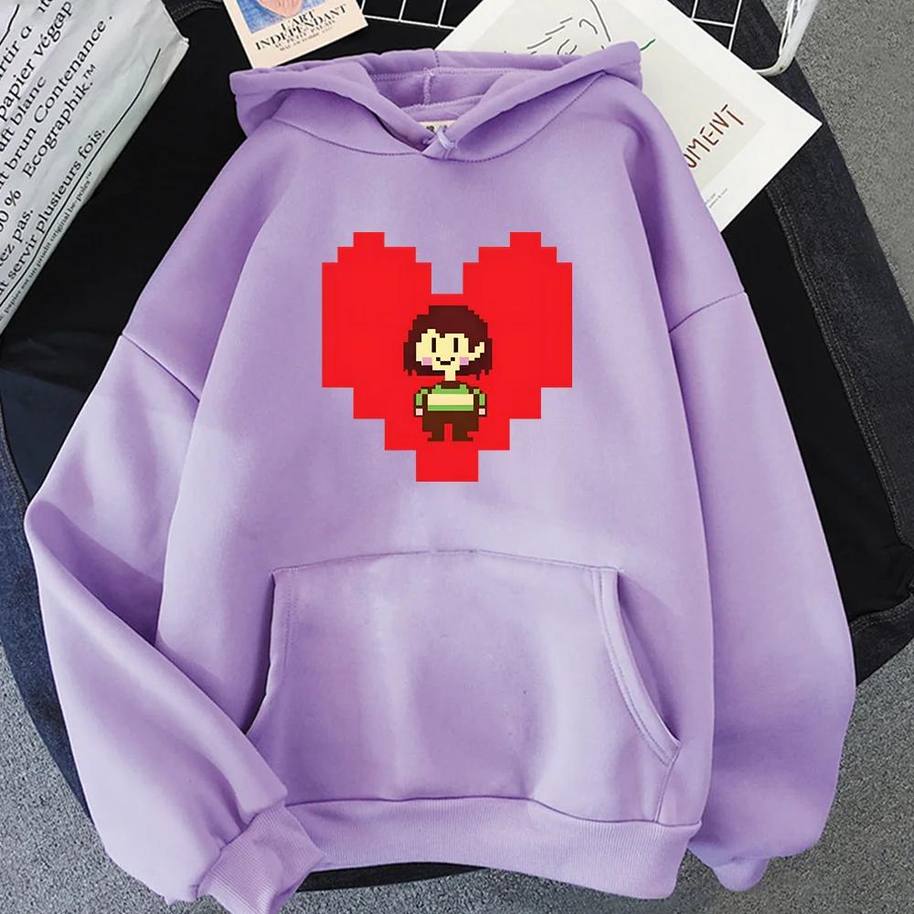 Худи с персонажем Чара из Undertale, с рисунком в виде сердца, свитшоты для мужчин/женщин, с круглым вырезом, парные пуловеры, кавайные/милые худи с принтом