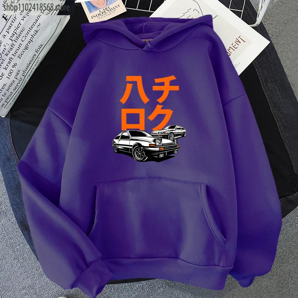 Car Hoodie Men Guy Anime Initial D Jdm Printed Sweatshirt Graffiti High Quality Large O-Neck Unisexwinter Automotive Hoody