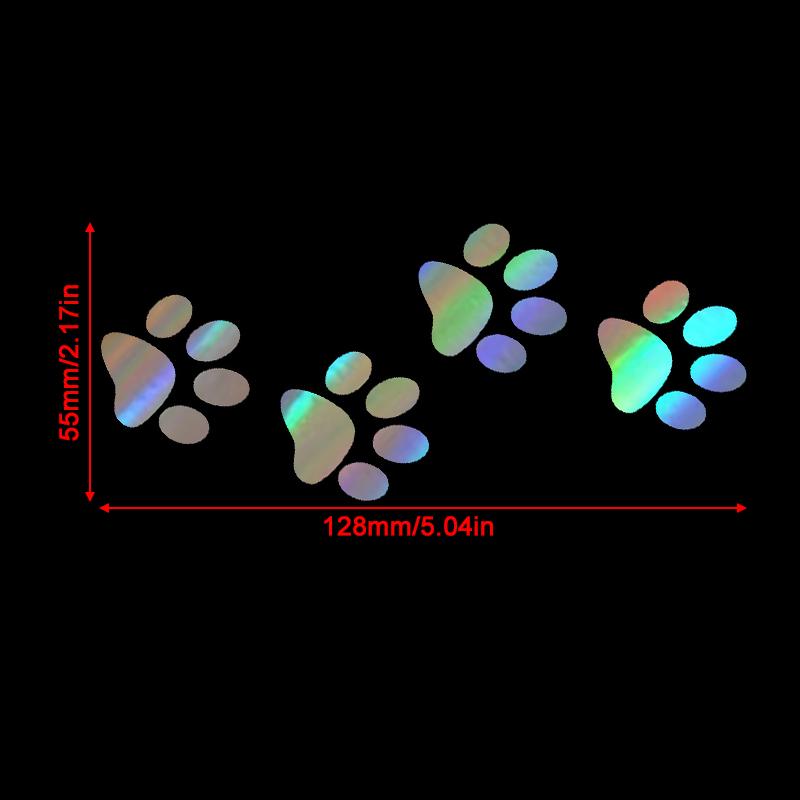 12.8x5.5CM Laser Vinyl Pet Paw Pattern Car Motorcycle Body Bumper Hood Window Decal Scratch Sticker