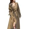 Women's Double Breasted Long Trench Coat Windproof Lapel Slim Overcoat with Belt Windbreaker Jacket for Spring Autumn