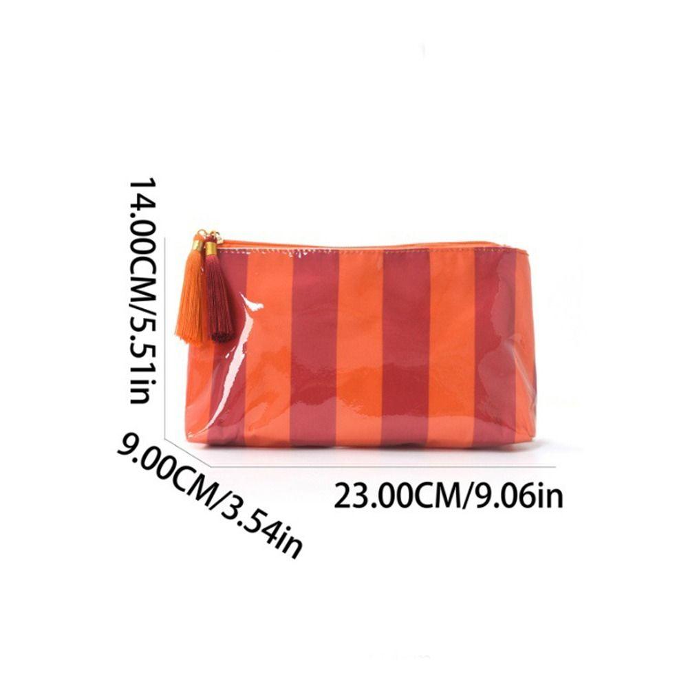 Large Capacity PVC Makeup Bag Waterproof Wash Storage Pouch Striped Cosmetic Bag For Women