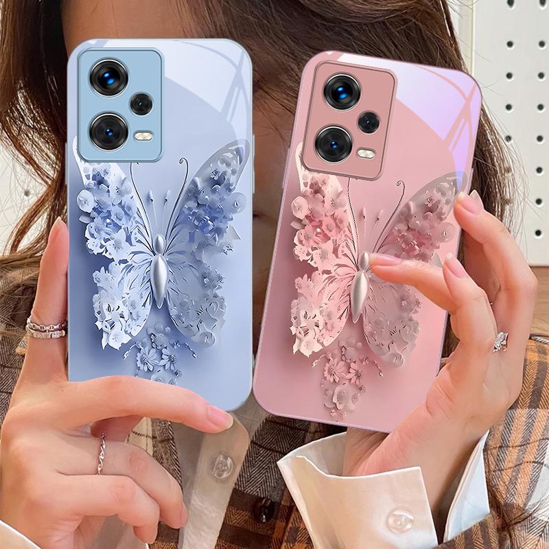 Зеленый Цветок Бабочка Для Xiaomi Poco M4 X7 F7 Ultra x7pro F7 F6 X6 Pro F5 F4 X5 X3 F3 X2 F4 GT Закаленное Защитное Стекло для Телефона