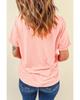 Pink Casual Plain Crew Neck Tee