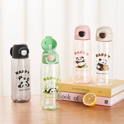 Новый пластиковый стакан Panda, портативный стакан, милый мультяшный пластиковый стаканчик с соломинкой, детский повседневный стакан
