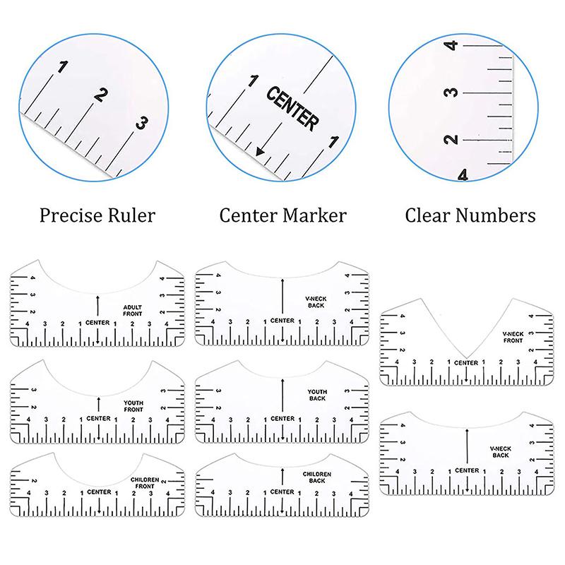 8 шт. линейка для футболок ПВХ линейка для футболок для центрирования дизайнов инструмент для выравнивания футболок для взрослых, молодежи, малышей, младенцев