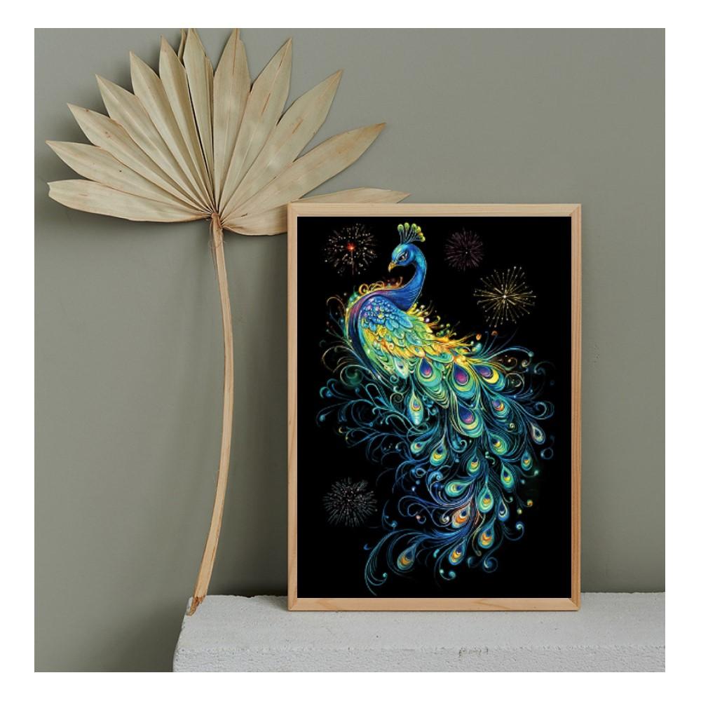4 Pcs Noctilucent Scratch Rainbow Painting Art Paper,Scratch Painting Creative C Gift,Diy Art Craft Ocean Butterfly And Peacock,