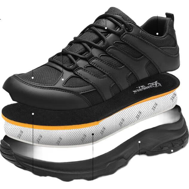 Qiangren Outdoor Waterproof Sports Casual Men's Shoes, 3515 Breathable Shock-Absorbing Hiking Training Shoes, JDA381A, Black, Size 46