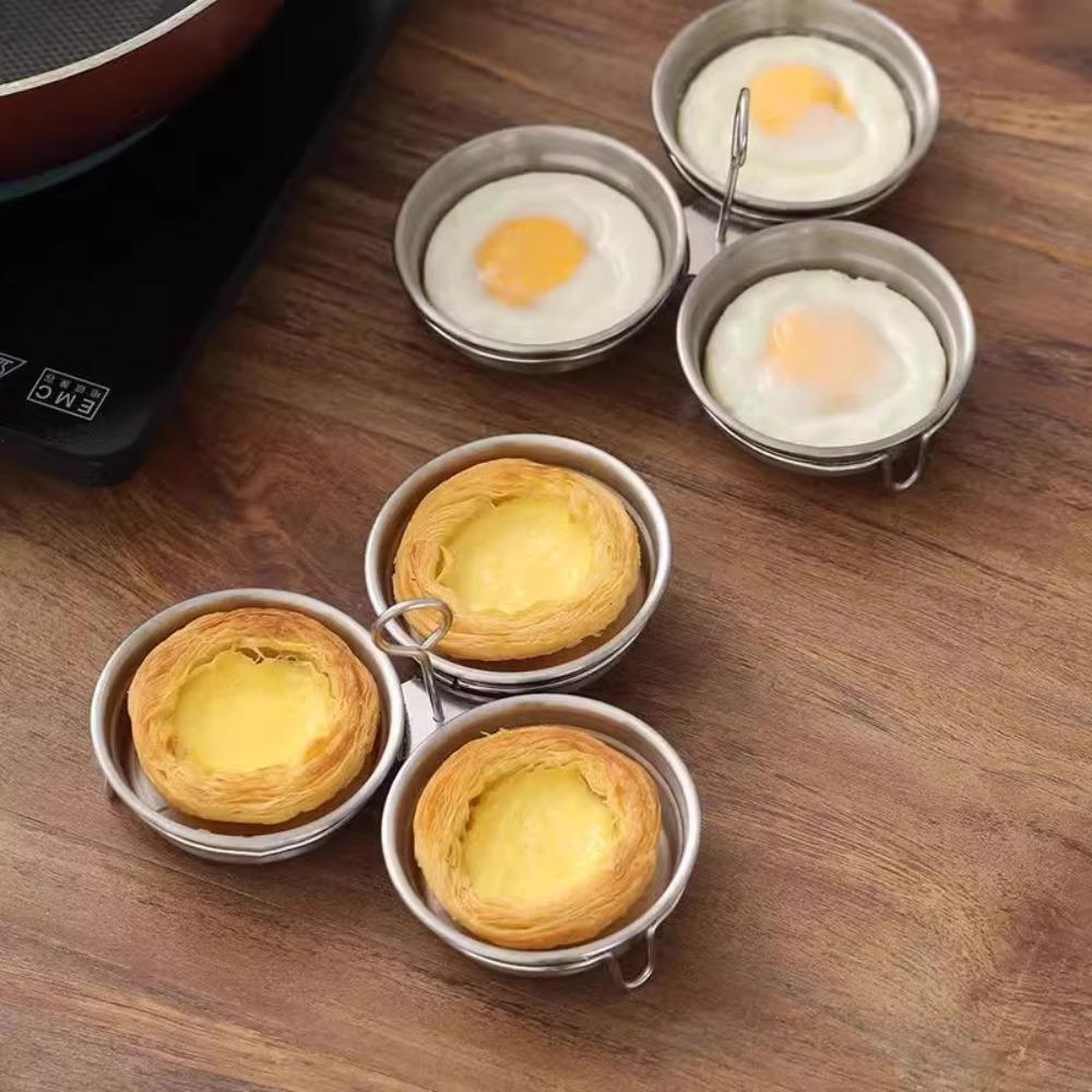 3 Cup Egg Poaching Pan with Grab Handle Omelette Maker Dip Dish Egg Cooker Mold Egg Tart