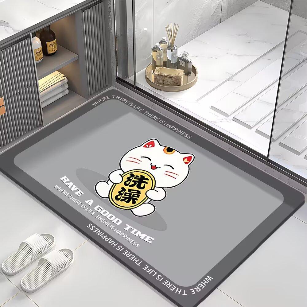 Коврик для ванной комнаты с изображением мультяшной панды, впитывающий воду, быстросохнущий, устойчивый к грязи, противоскользящий, диатомовый грязевой коврик для ног