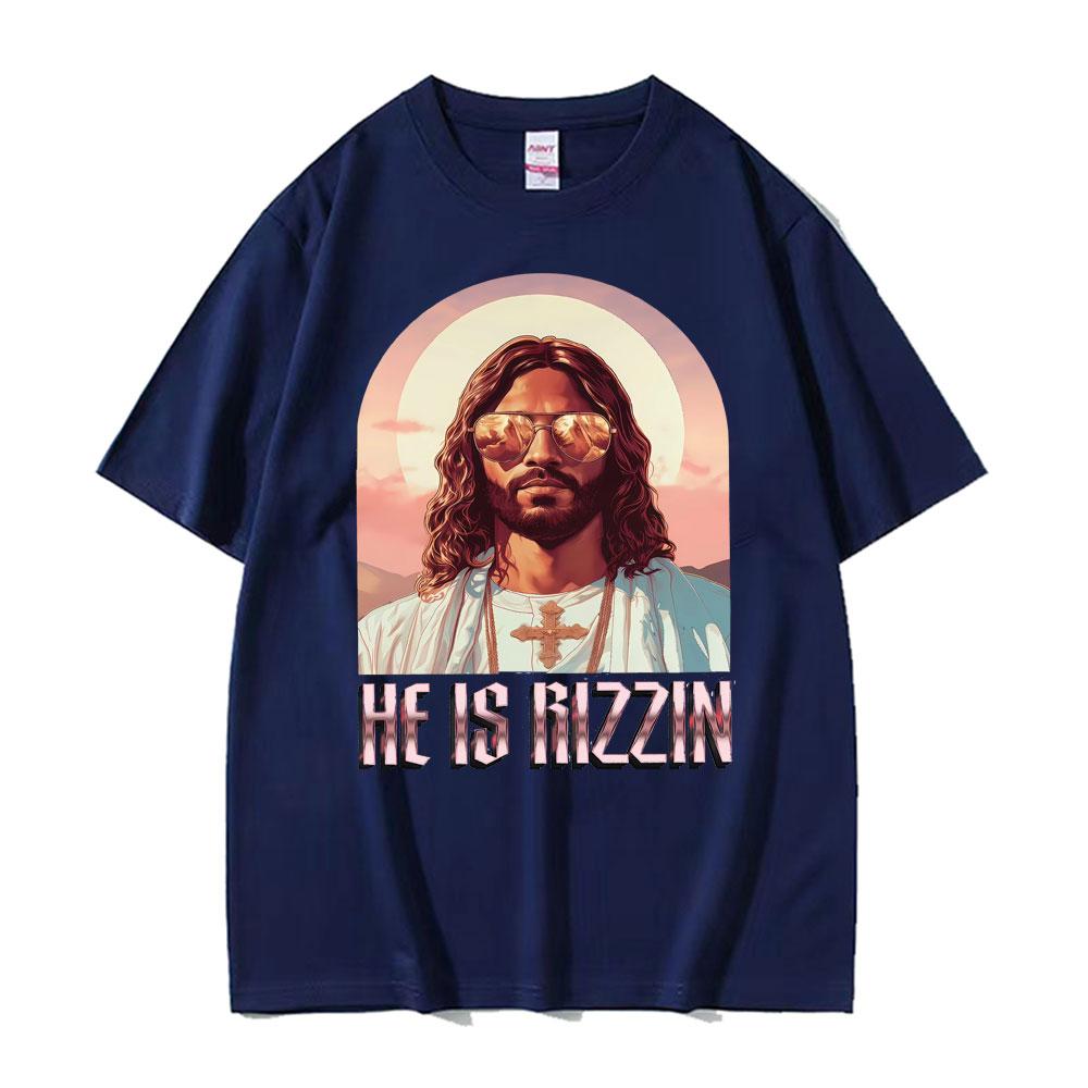He Ls Rizzin Jesus Rap Easter Jesus Shirt TShirt Unisex Clothing Hip Hop Humor Style T Shirt Tops Unisex Comfort 100 Cotton Tees