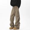 Thickened Heavy Tweed Casual Pants for Men's Autumn Winter Trendy Brand Wrinkled Loose Wide-leg Sports Paratrooper Work