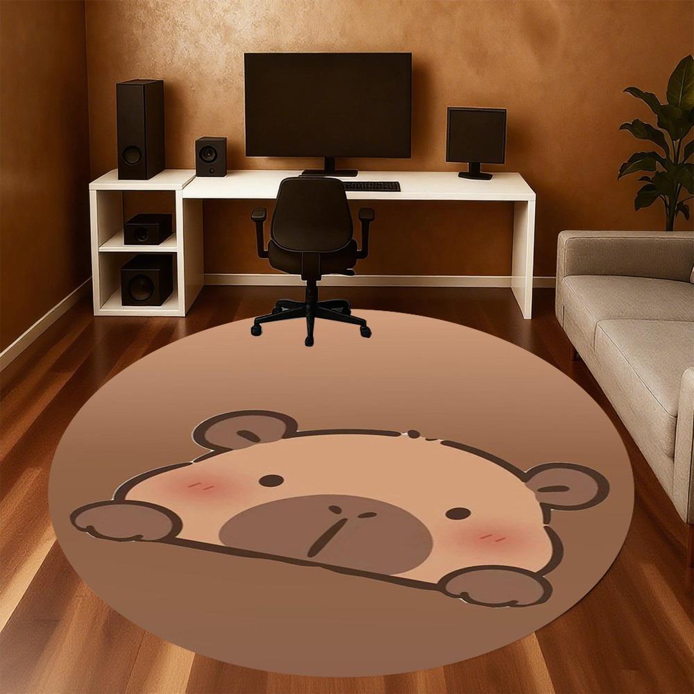 1 шт. Милая Капибара Животное Каваи Круглый Коврик для Стула Ковер для Зоны - Нескользящий, Напольный Коврик для Офиса, Спальни, Домашний Декор Рождественский Подарок c0528106