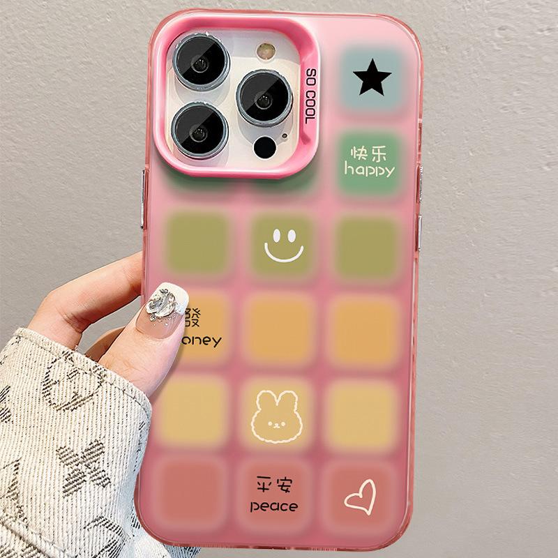 Подходит для Apple 15 Promax Чехол для мобильного телефона High-end IPhone 14 Smudge Color Plaid 13 Matte Color Silver Women