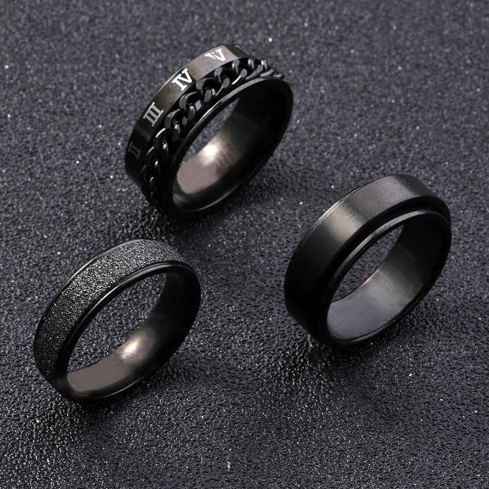 Вращающийся кольцо-цепочка с римскими цифрами: Титан и нержавеющая сталь, стиль хип-хоп