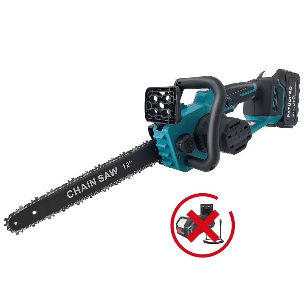 PATUOPRO 12inch Brushless Electric Chain Saw Cordless Chainsaw Woodworking Cutting Home Garden Power Tool For Makita 18V Battery