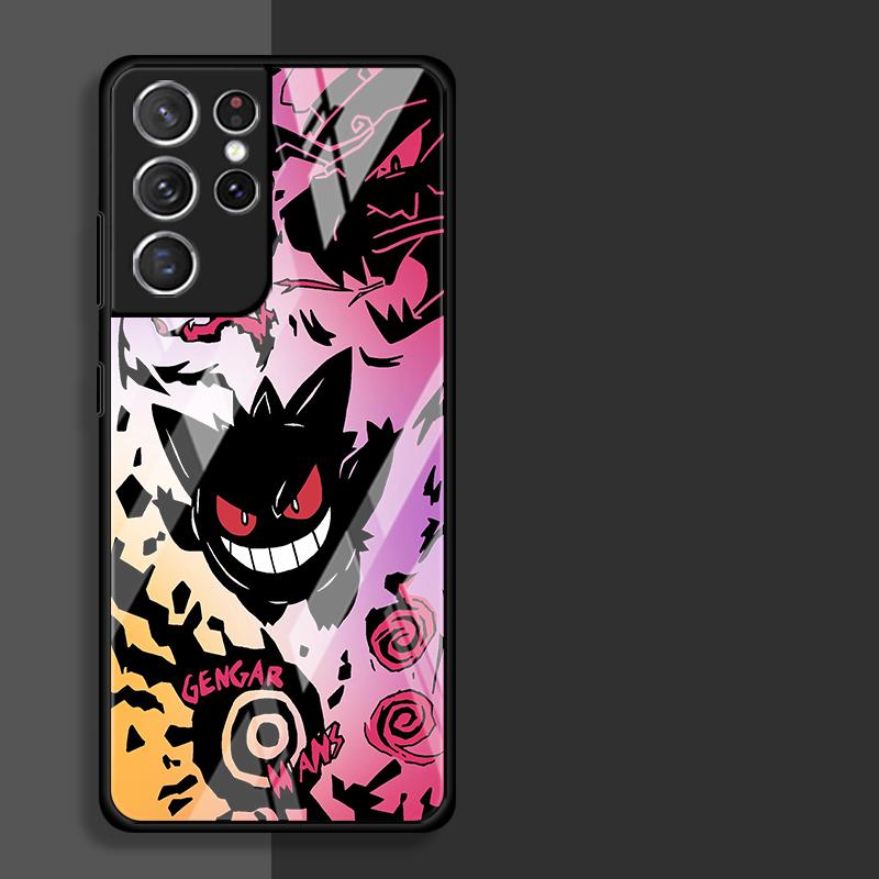 Cool Gengar Pokemon Glass Case for Samsung Galaxy S26 S25 Ultra S23+ S24 S21 S24+ S22 S25+ S20 FE S23 Plus Luxury Phone Cover
