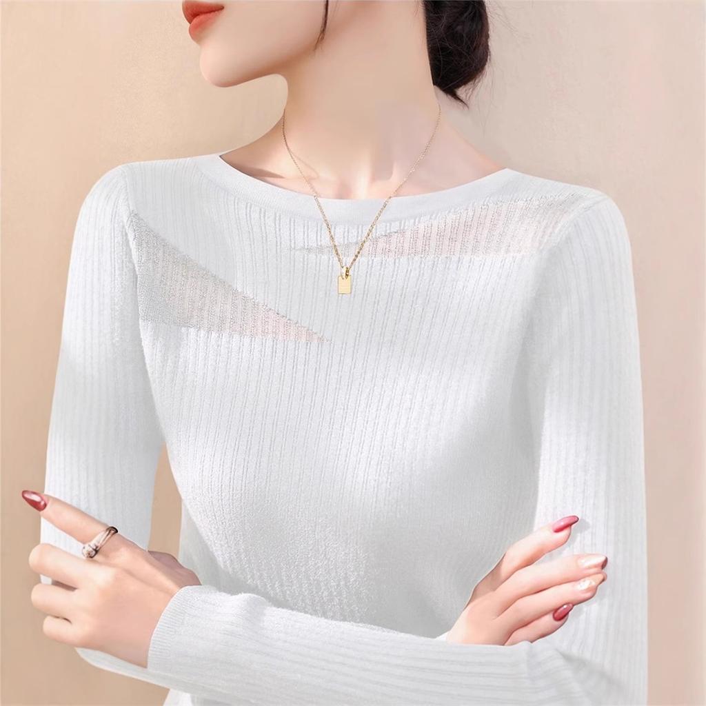 WTEMPO Женский вязаный свитер с круглым вырезом, кружевной сеткой, женский свитер на весну и лето