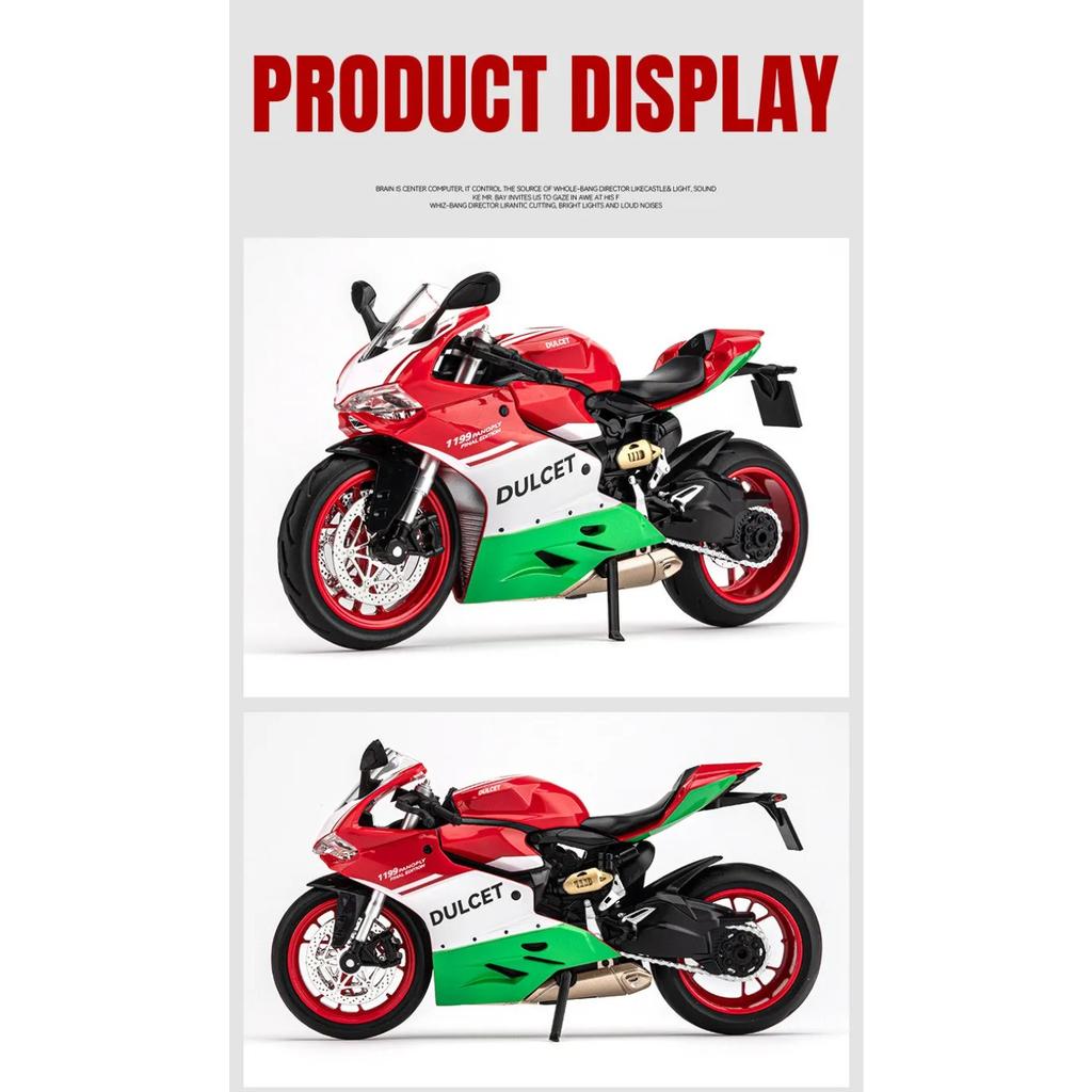 1/12 Ducati 1199 Panigale Сплав Модель Мотоцикла Литой Металл Гоночный Мотоцикл Модель Звук Свет Украшение Детская Игрушка Подарки