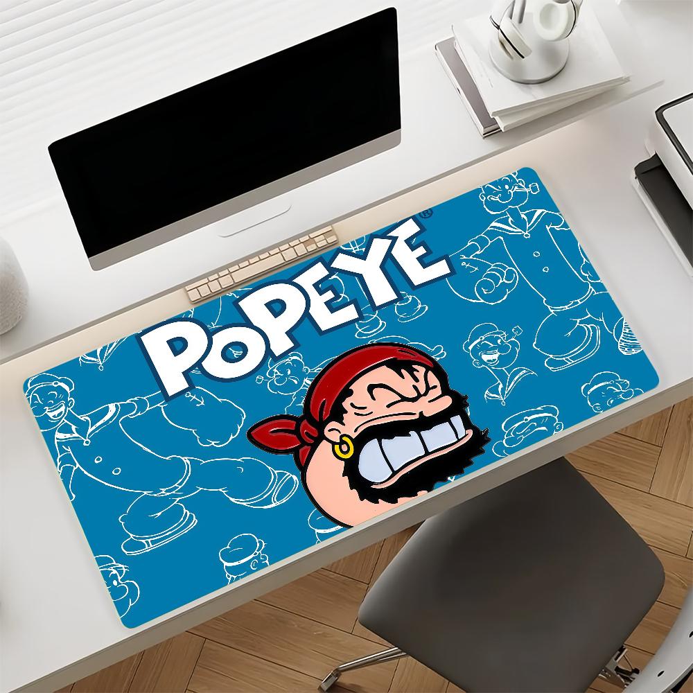 Cartoon P-Popeye spinach Power Mouse Pad Square Office Gaming Desk Mat Waterproof Non-Slip Rubber Decorative