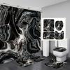 4Pcs Luxury Marble Shower Curtain Sets Bathroom Decor Sets with 12 Hooks Bath Mat Toilet Lid Rug and Non-Slip U Shape Mat