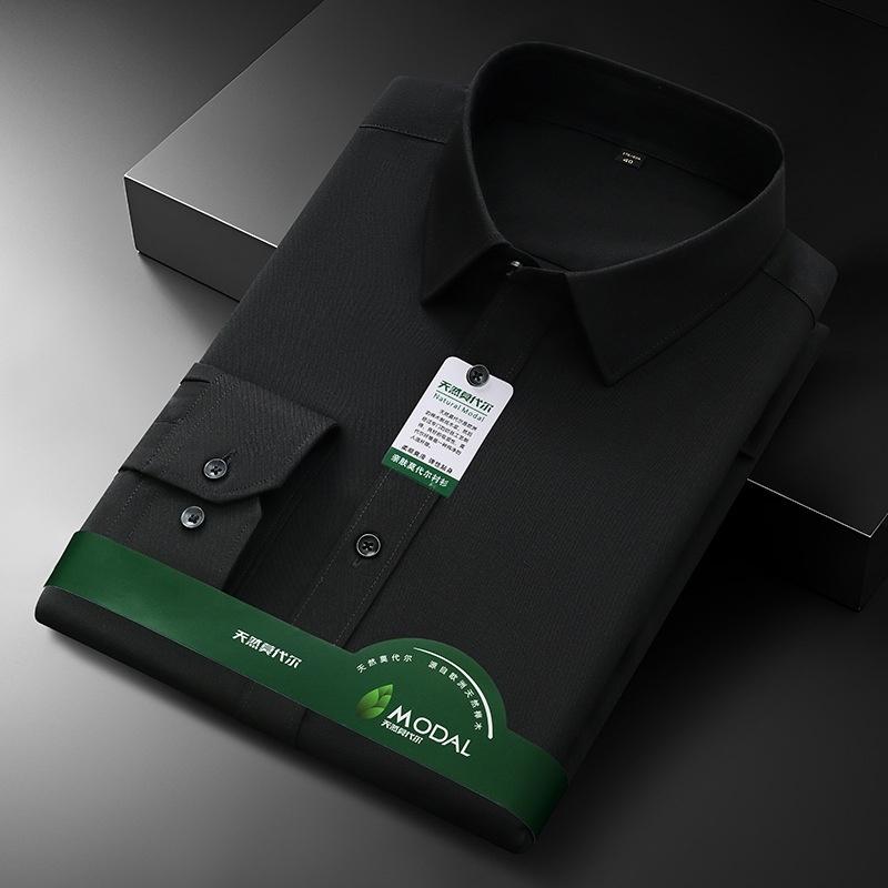 Новая качественная мужская рубашка против морщин с длинными рукавами, приталенная сорочка, деловая белая офисная рубашка 4XL 5XL