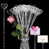 80pcs Clear Heart Floral Pick Card Holder,Plastic Flower Card Holder Clips for Floral Bouquet Arrangement Wedding Valentine's Day Party Decoration