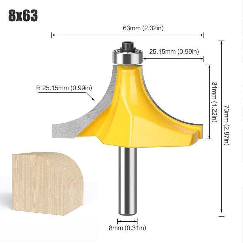 8 мм хвостовик рукоятка большого диаметра 53 63 мм фреза для обработки филе Фреза для обработки дерева Фреза для снятия фаски Дуговая фреза Головка для обрезки кромок