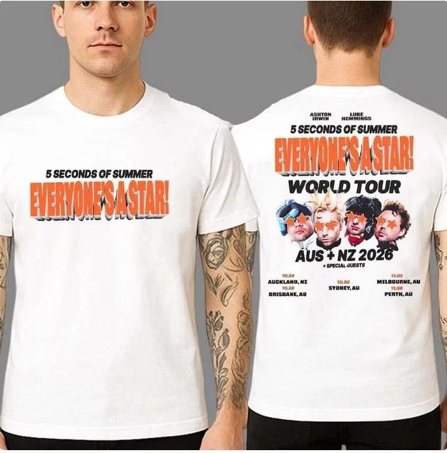5 Seconds of Summer Australia And New Zealand Tour 2026 Two Sided Print T-Shirt