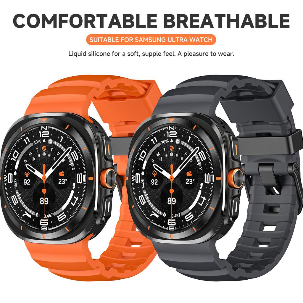 Мягкий ремешок из резины для Samsung Galaxy Watch Ultra 47 мм, спортивный браслет для Samsung Galaxy Ultra 47 с изогнутым концом, наручный ремешок