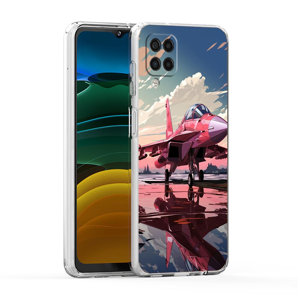 Soft TPU for Samsung Galaxy A13,A15,A22,A23,A25,A31,A32,A33,A35,A41,A51,A52,A53,A05,5G Transparent Phone Case Sky Jet Fighter