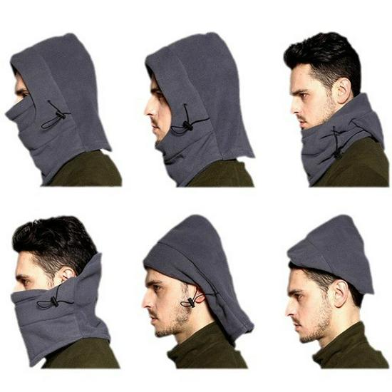 Зимняя флисовая маска-капюшон - ветрозащитная, антитеррористическая, двухслойная, теплая.